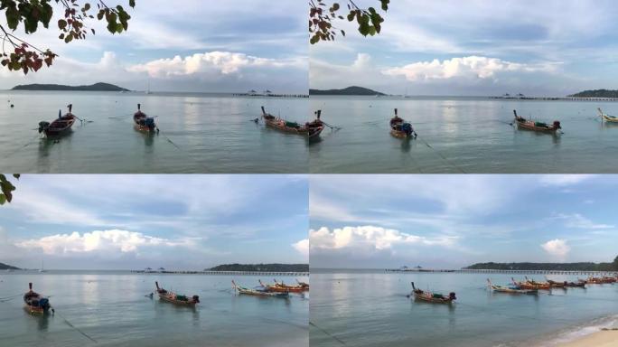泰国普吉岛海上的泰国传统渔船