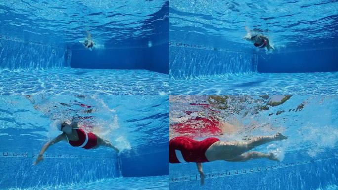 游泳运动员做长度