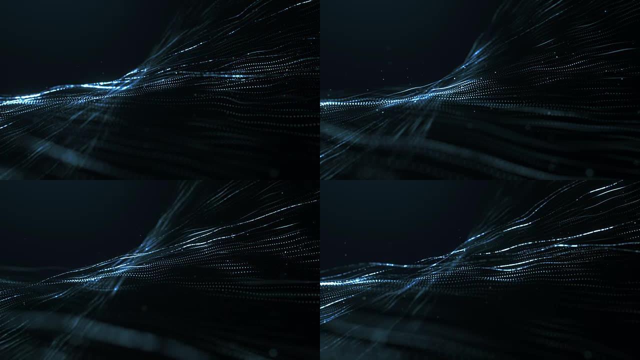 发光粒子串的抽象动画