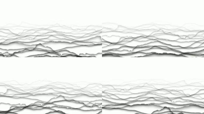 柔软的山脉轮廓-白色背景（无缝循环）
