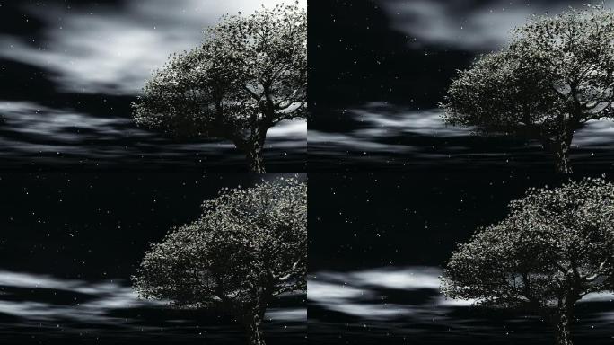 夜晚的孤树