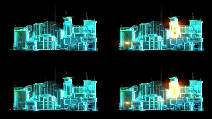 【原创】科技科幻风格赛博朋克闪光建筑动画