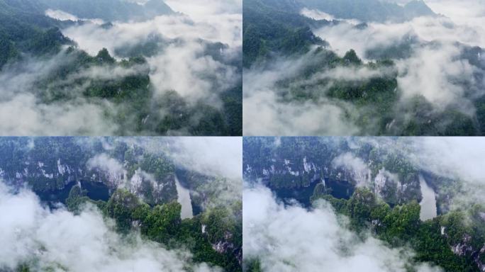 航拍山区雨后云雾4K