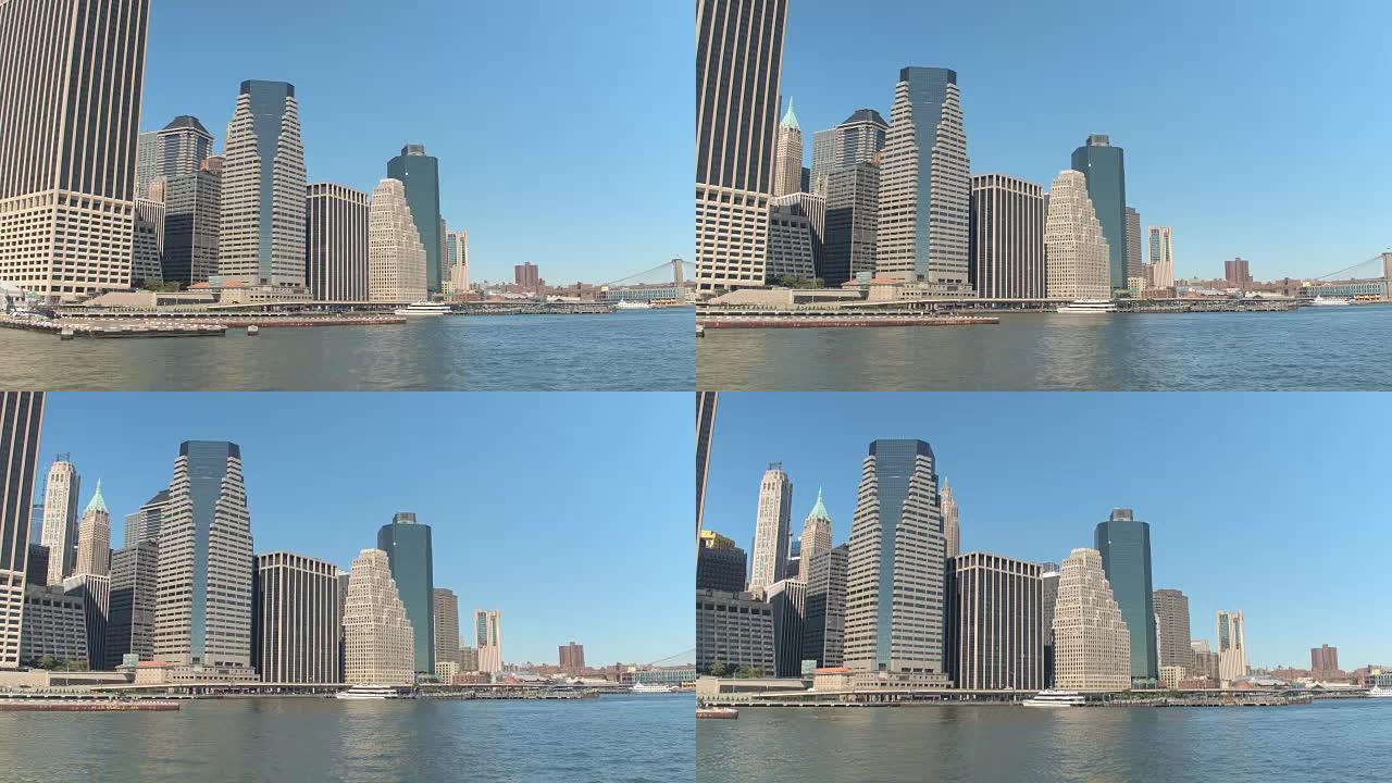特写: 东河上的曼哈顿市中心直升机场直升机降落平台