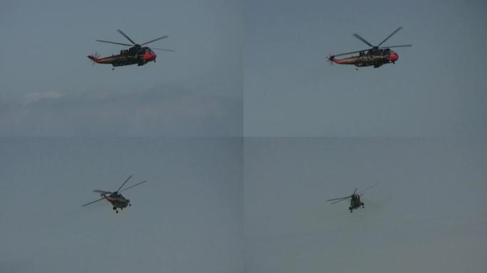 救援直升机飞越，海上应急服务（HD）