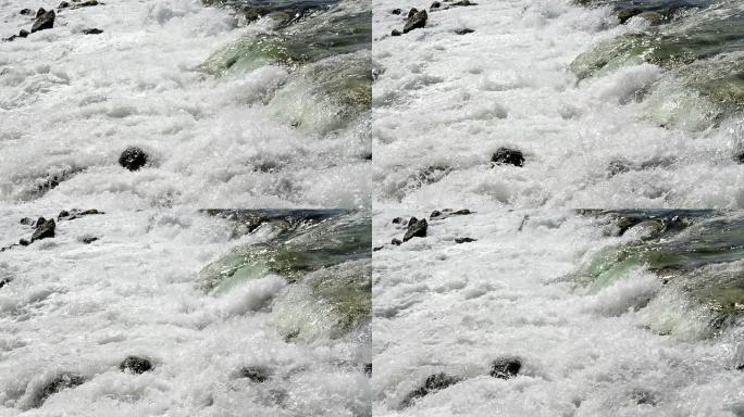 瀑布河纯净水流山泉水自来水花溪流瀑布山涧