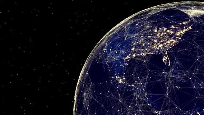 网络数据流穿越未来地球。