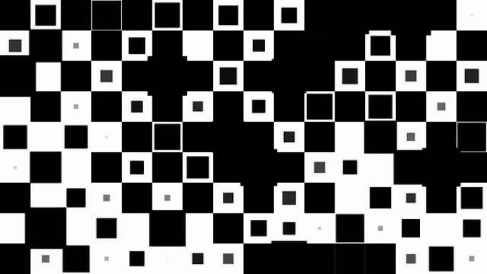 棋盘图案：黑色方块，混乱的进展，最终消失（过渡）
