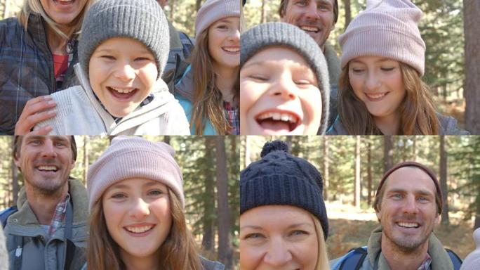 森林里的笑声家庭，手持特写镜头