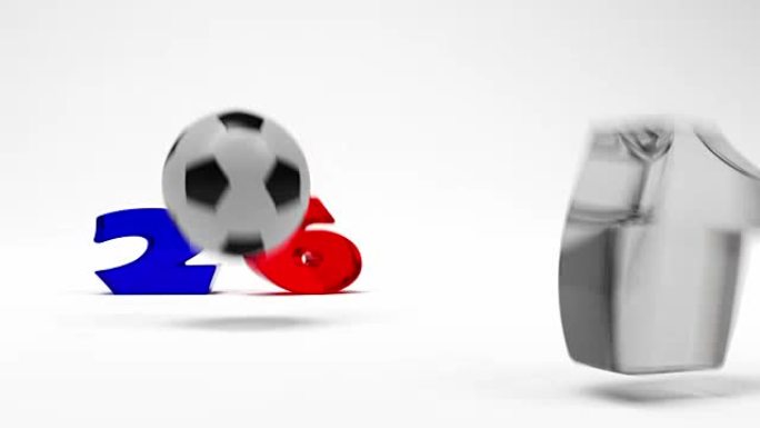 卡通数字和足球组装在欧洲2016法国足球锦标赛的标志