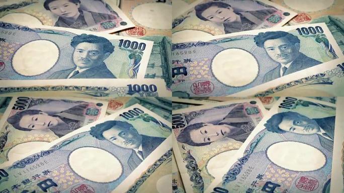 日元纸币旋转