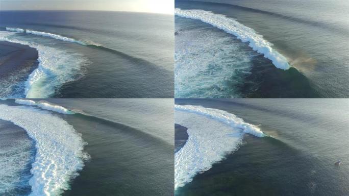 空中: 在大提亚波波 (Teahupoo wave) 上方飞行，在礁石破裂处飞溅，并向法属波利尼西亚