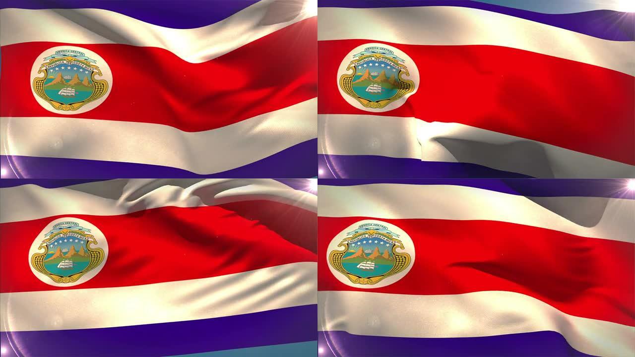 挥舞着哥斯达黎加国旗