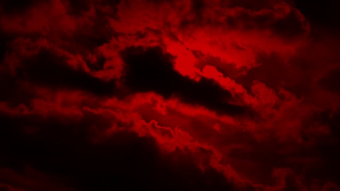 红色天空上的可怕云