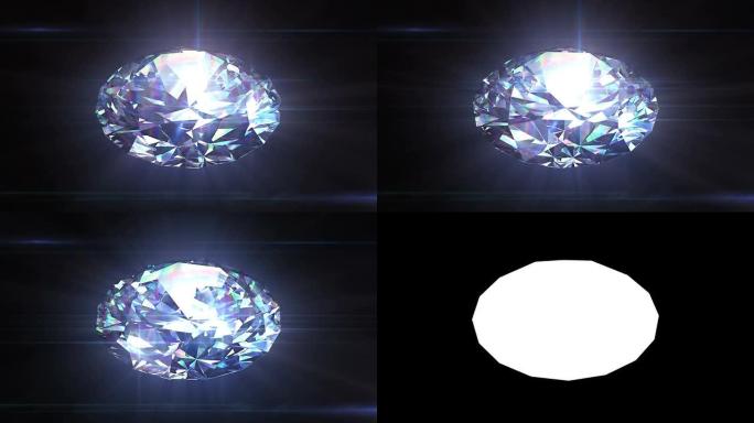 钻石旋转在无缝动画与阿尔法蒙版。高清1080。