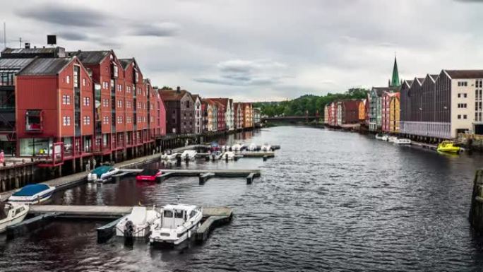 挪威特隆赫姆-4k城市景观、景观和建立者