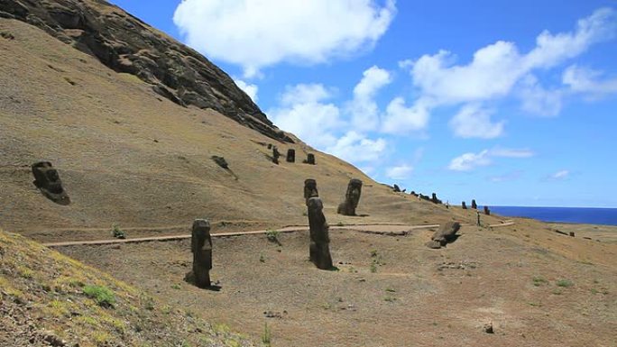 Rano Raraku Moais，复活节岛，智利