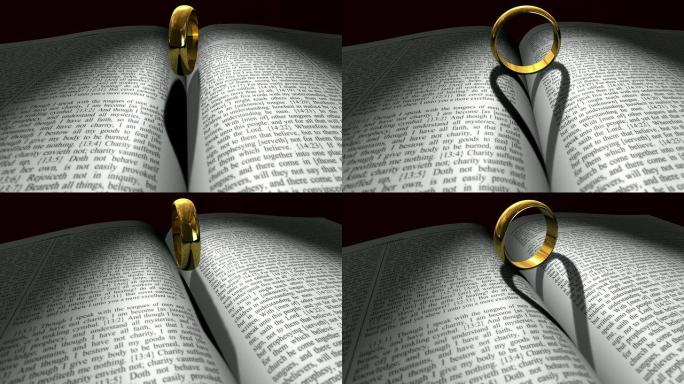 结婚戒指和圣经七夕节圣洁特效动画素材