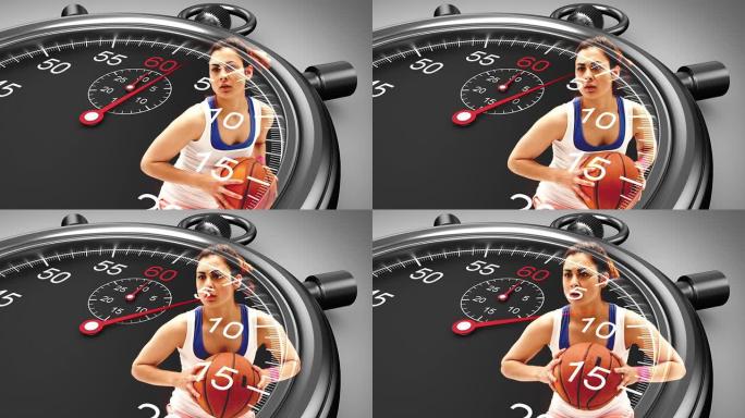 慢动作中篮球运动员的秒表图形