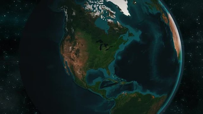 地球变焦到北美