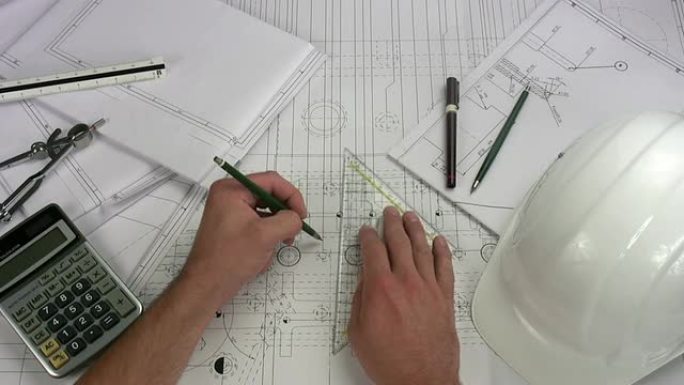 工程师绘制蓝图