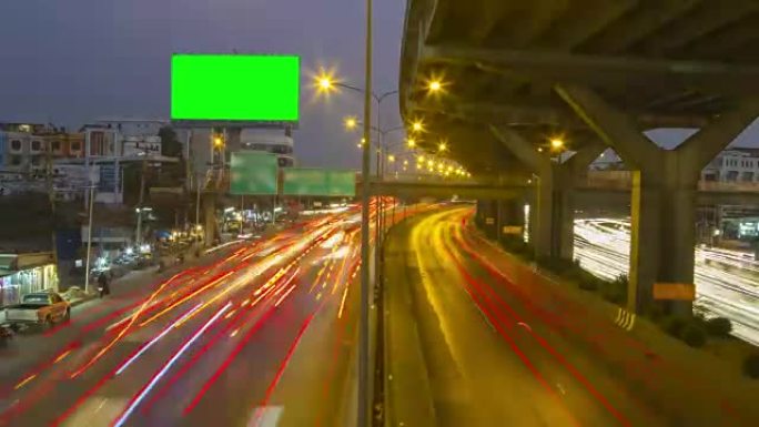 4k时间流逝: 泰国曼谷市中心高速公路交通的倾斜移位时间流逝