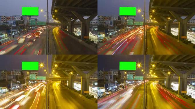 4k时间流逝: 泰国曼谷市中心高速公路交通的倾斜移位时间流逝