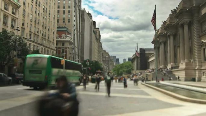 纽约市街道全景人流延时外国路人商圈街景