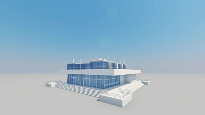 看着阳光普照的建筑摩天大楼。侧视图。延时的美丽3d动画。建设和技术概念。3d动画。