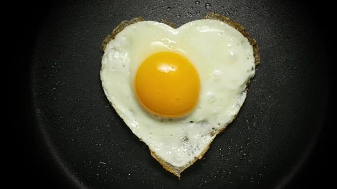 煎锅里的鸡蛋。心脏的形式。