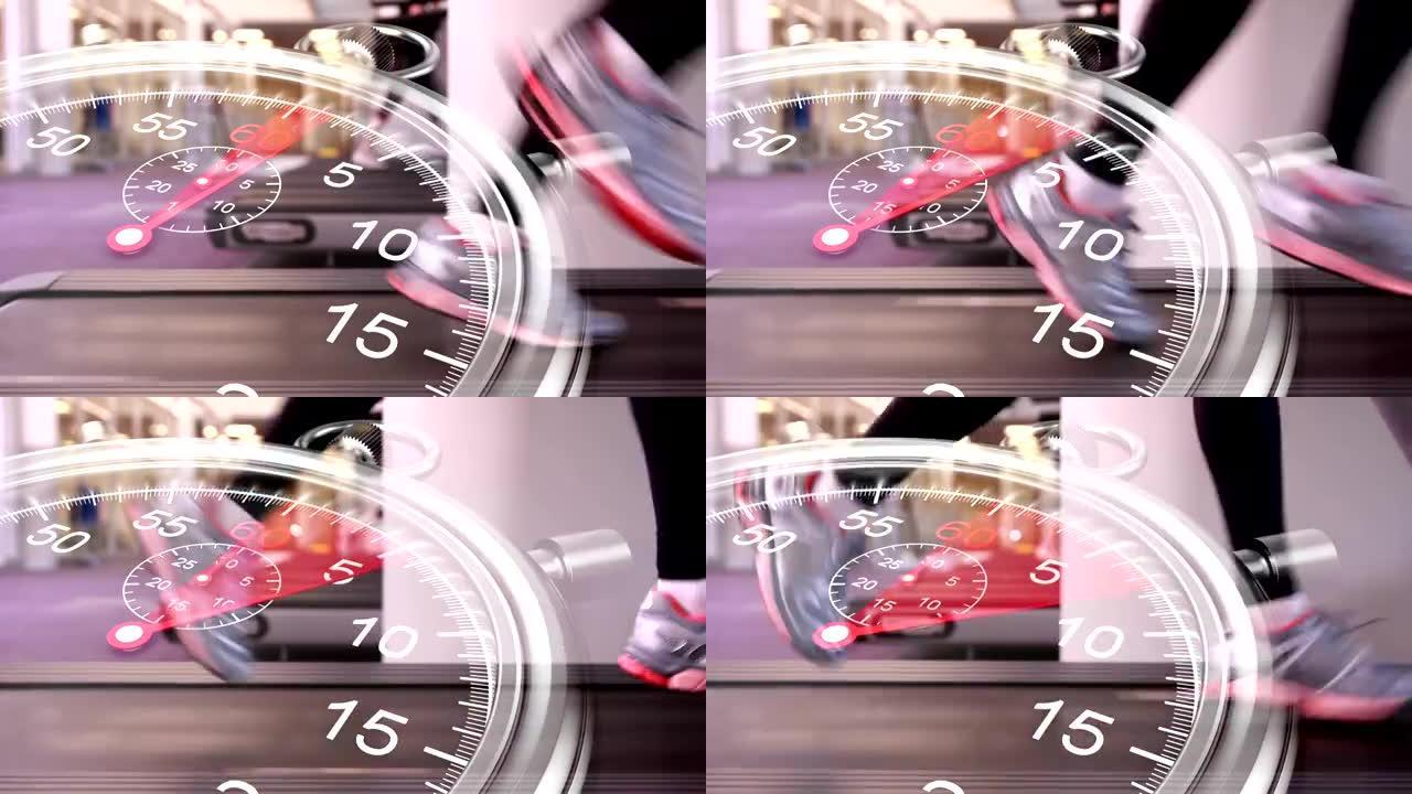 跑步机上赛跑者的秒表图形