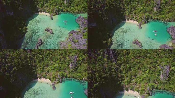 菲律宾巴拉望乌布贡岛美丽水域鸟瞰图