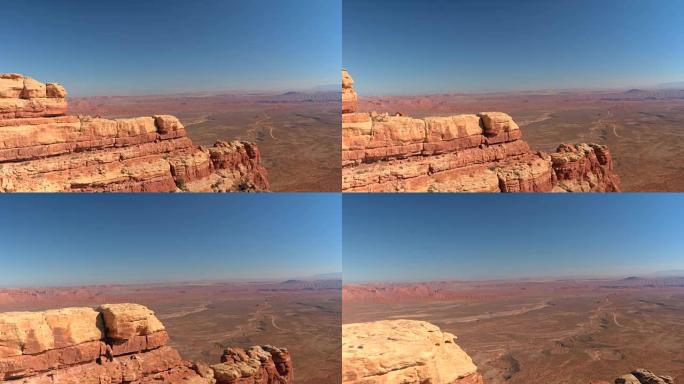 空中: 飞越美国犹他州众神谷的高红岩桌面山