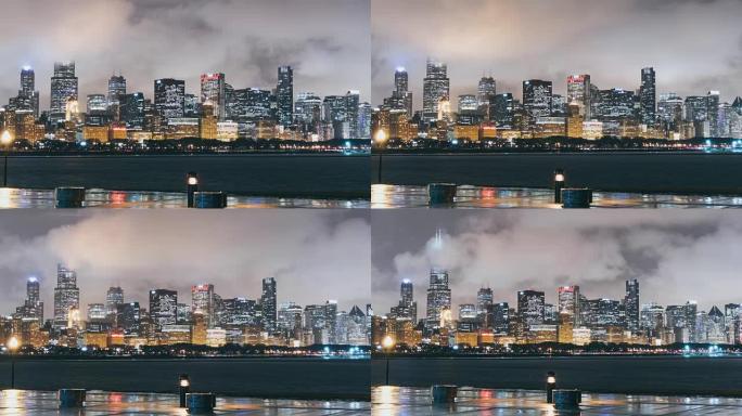 T/L ZO暴风雨中的芝加哥夜景