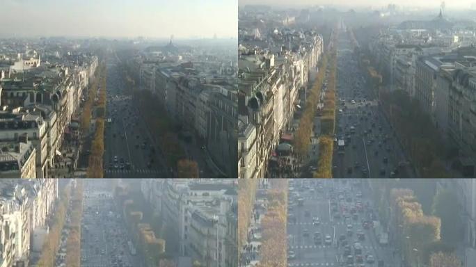巴黎:香榭丽舍-Élysées向东朝着协和广场，向前推
