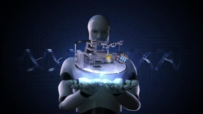 机器人开放两掌，科学实验室，DNA，实验，基因工程