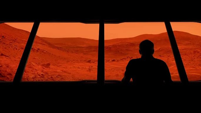 宇航员看着火星