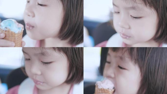 吃冰淇淋的爆头小女孩