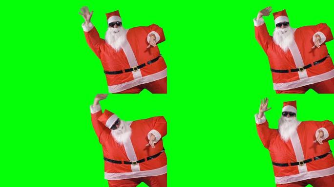 圣诞老人进入镜头并做出问候手势。