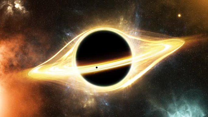 在太空中的黑洞和一颗紧紧地变成黑洞的行星周围的光