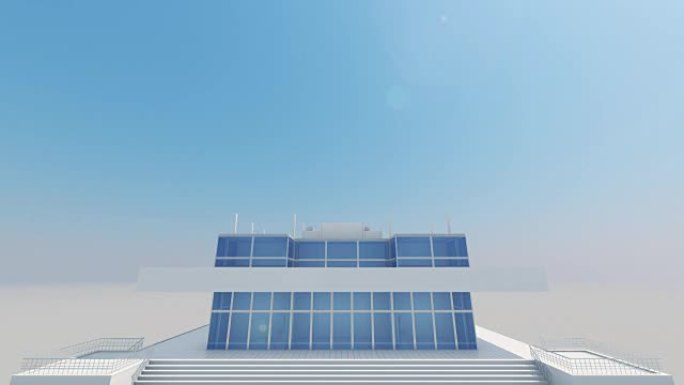 看着阳光普照的建筑摩天大楼。前视图。延时的美丽3d动画。建设和技术概念。3d动画。