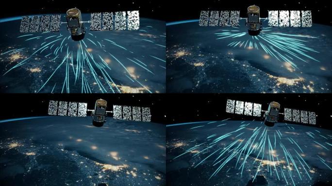 卫星接收来自地球的信号。