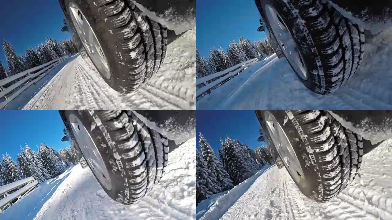 冬季在积雪覆盖的乡村道路上行驶