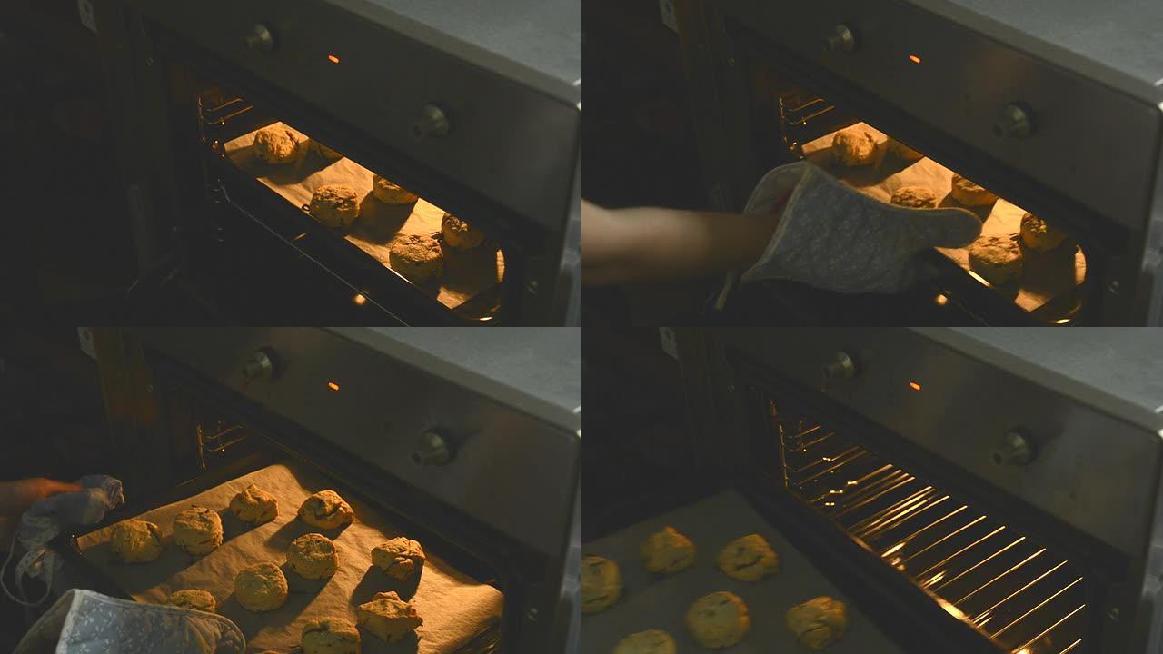 烤箱里的饼干