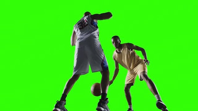 绿色背景下的篮球运动员