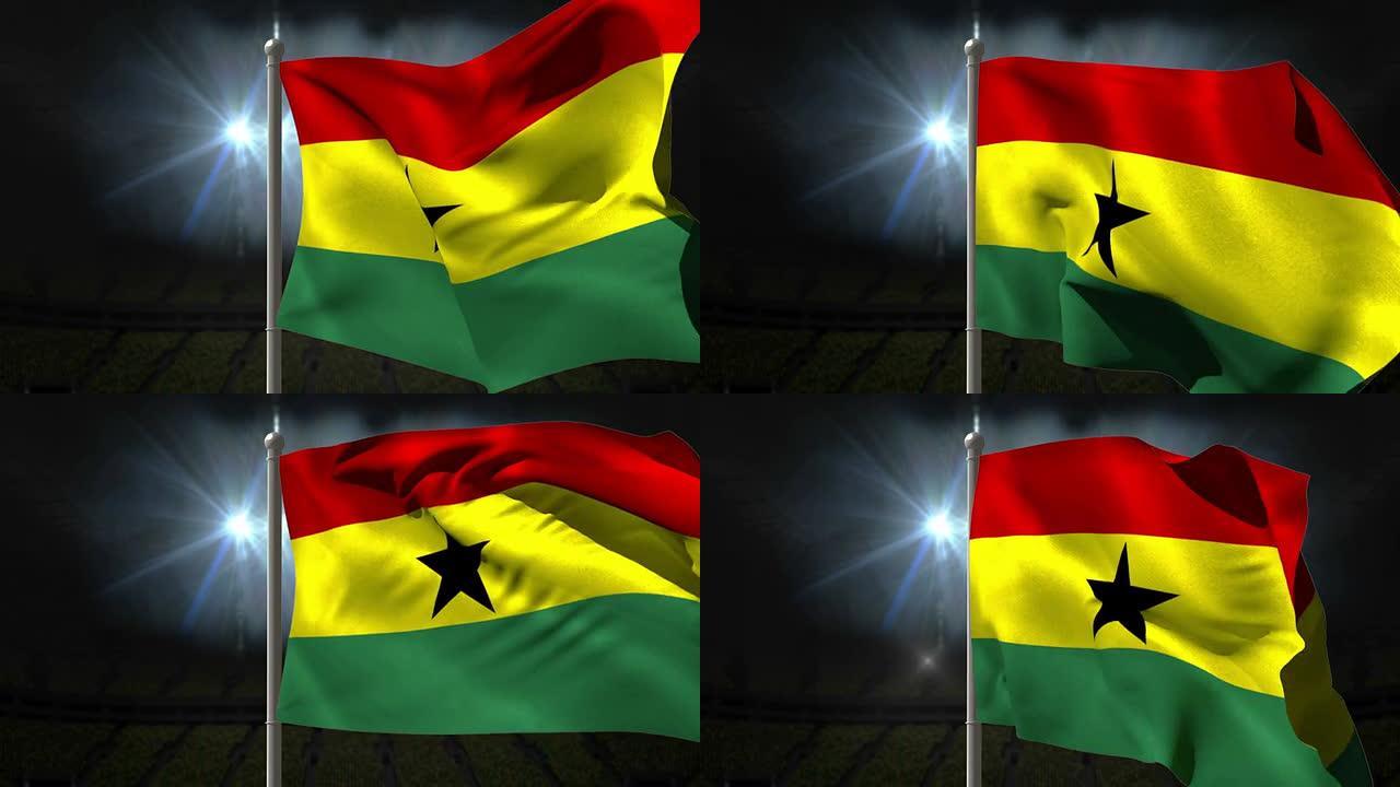 加纳国旗在旗杆上挥舞