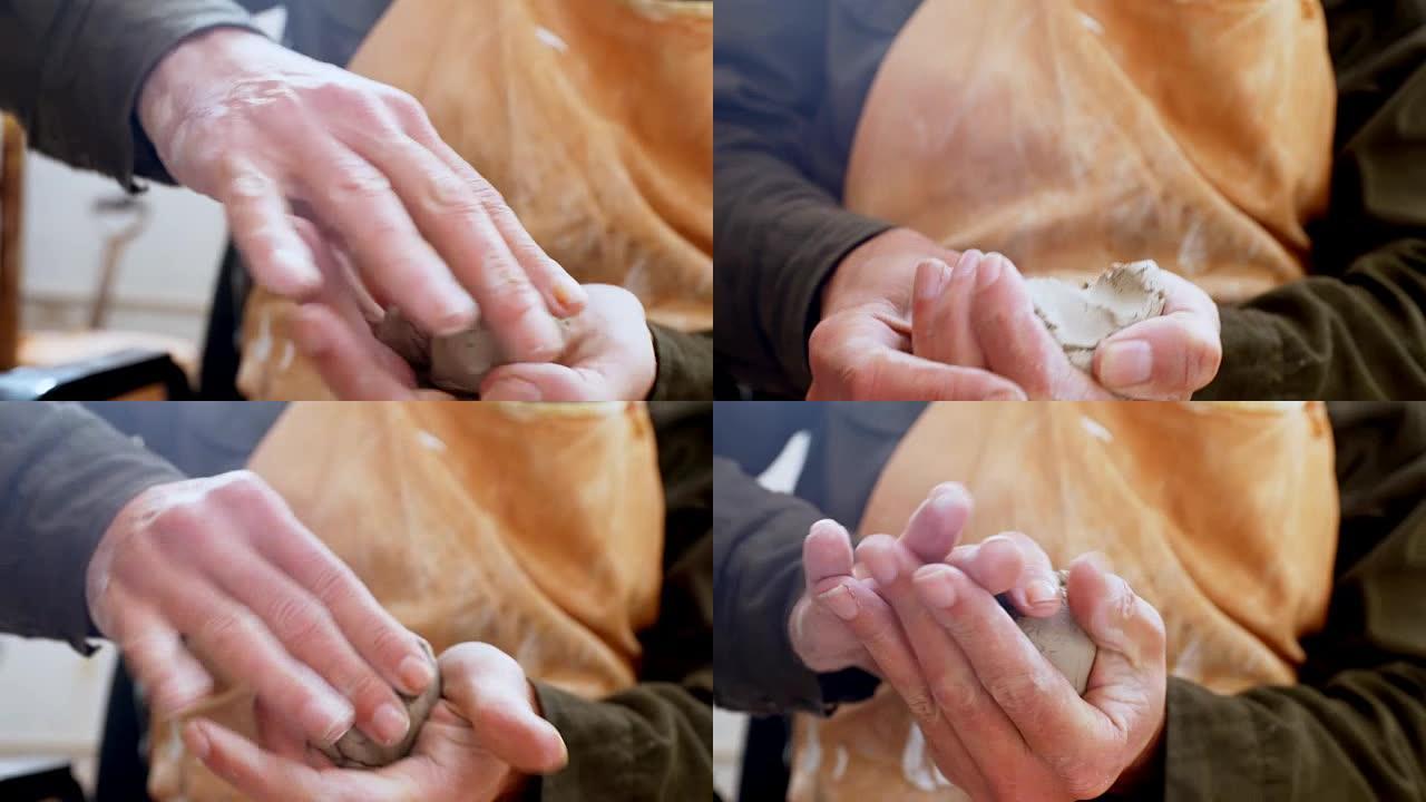 男性陶工造型粘土4k