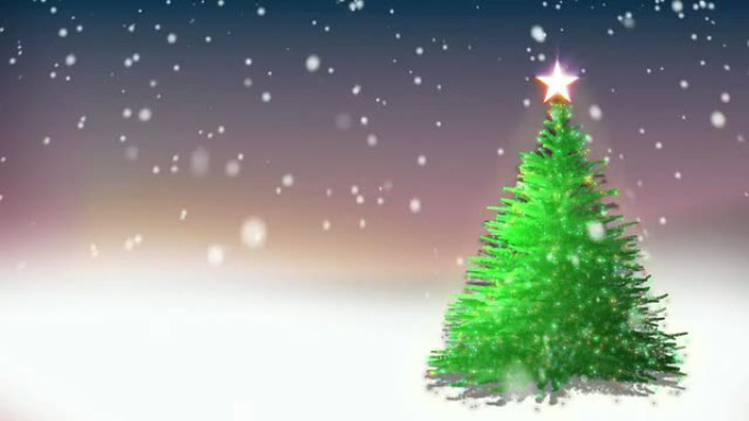 圣诞树背景循环雪花纷飞松树