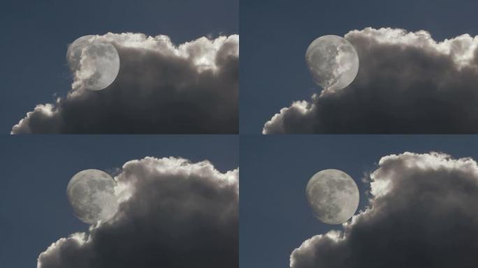 月亮和云时间流逝