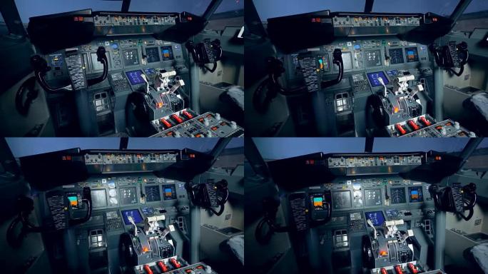 飞机上空的驾驶舱视图，特写。4K。